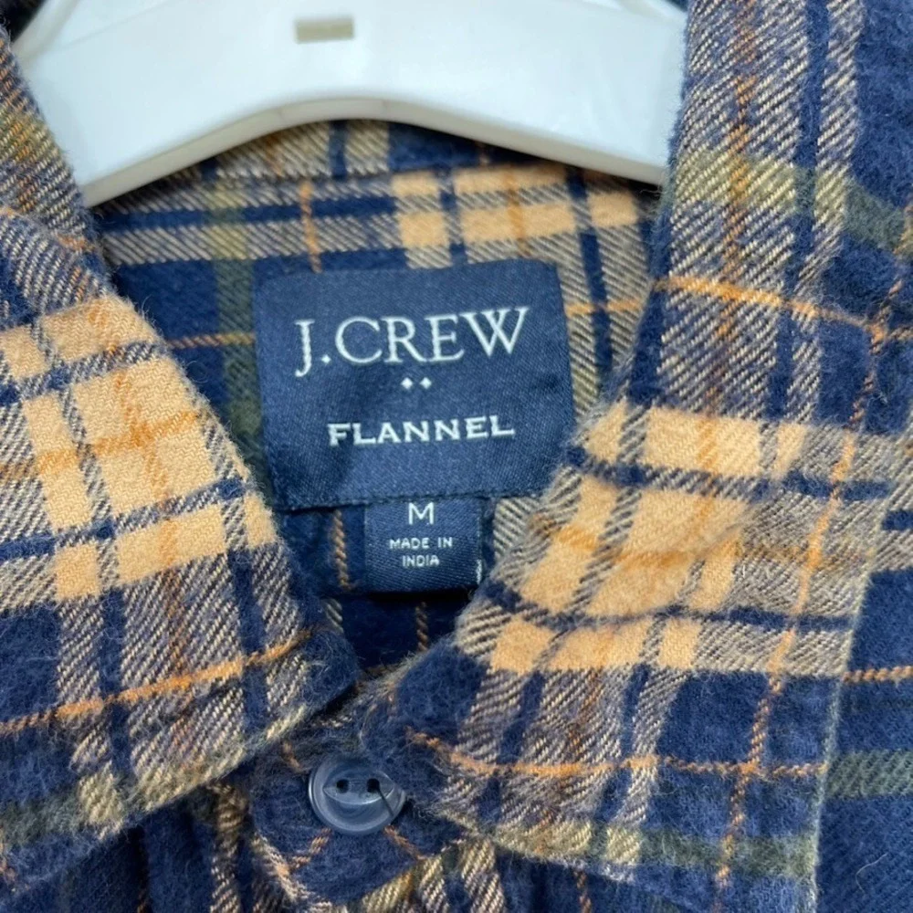 J.Crew Flannel Shirt Adult Medium Yellow Blue‎ Rustic Plaid Outdoors mens